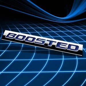 METAL EMBLEM DECAL LOGO TRIM BADGE 3D STICKER POLISHED BLUE LETTERING BOOSTED - Bild 1 von 3