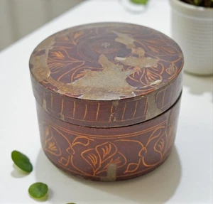 Vintage Wooden Kum Kum Powder Tika Box Original Old Hand Crafted - Picture 1 of 6