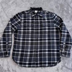 North Face Shirt Mens Large Gray Black Plaid Flannel Lined Button Up Outdoors - Picture 1 of 12