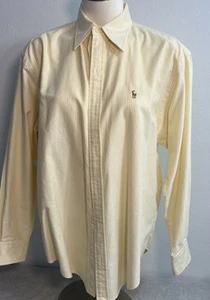Ralph Lauren Sport Polo Shirt Womens Sz10 Yellow White Striped Long Sleeve Pony - Picture 1 of 7