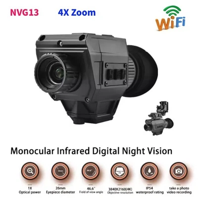 NVG13 WiFi Helmet 4X Zoom 4K Tactical Head Hunting Night Vision Monocular 300m - Image 1 of 4