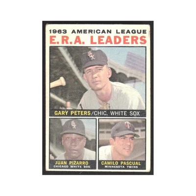1964 Topps 1963 Liga Americana E.R.A. Leaders Chicago White Sox/Minnesota Twins Foto 1 de 3