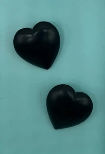 Antike schwarze Glas Herz Anstecknadeln Paar Broschen 3/4 Zoll viktorianischer Schmuck 19. Jh. - Bild 1 von 4