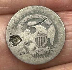 1836 CAPPED BUST SILVER DIME plugged hole U.S.A. eagle 13 state stars old coin - Picture 1 of 2