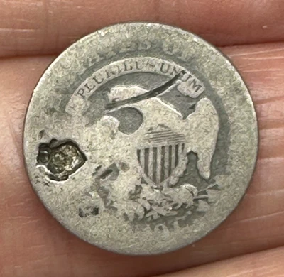 1836 CAPPED BUST SILVER DIME plugged hole U.S.A. eagle 13 state stars old coin - Image 1 of 2