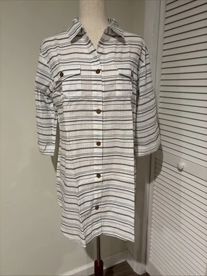 Vestido camisero para mujer Dotti Swim Cover Up Baja rayas blanco/azul denim Foto 1 de 4