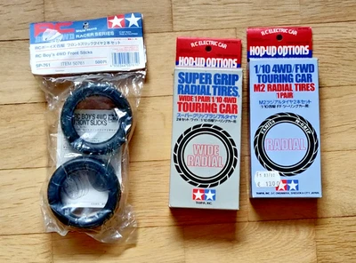 TAMIYA Hop Up Slick und Profil REIFEN  6 Stk für 1:10 RC-CARS Job Lot - Bild 1 von 4