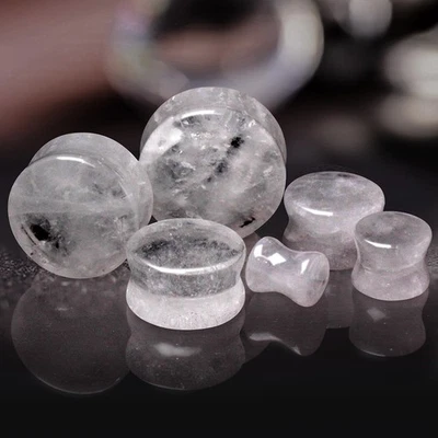 PAIR of Natural Clear Quartz Saddle Plug - Image 1 of 3