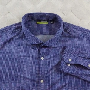 Murano Performance Slim Fit Button Up Shirt Mens 2XL Stretchy Geometric Print - Picture 1 of 9