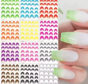 Nail Art French Gradient Transfers 12 Piece Contrast Colours Line Set Nail ArtUK - Picture 1 of 38