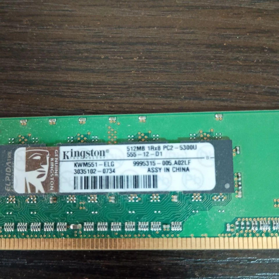 Kingston 512MB PC2-5300U DDR2 Memory Module Reliable Performance Used - Image 1 of 1