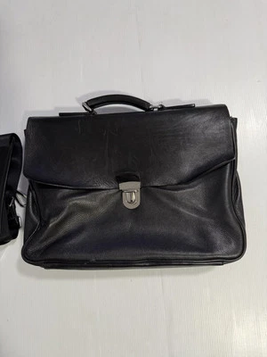 Tumi  Alpha Leather Briefcase Expandable Laptop Black 94232D Work Travel Luggage - Image 1 of 4
