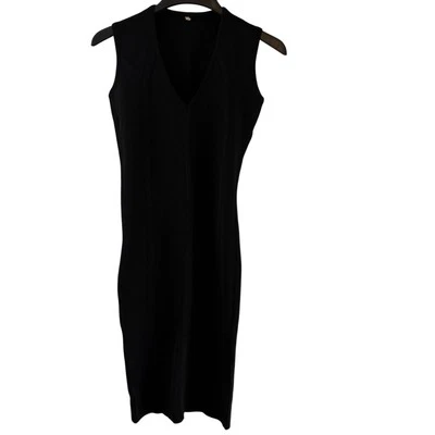 Faith Connexion Paris Black V-Neck Knit Bodycon Midi Dress Size Small - Image 1 of 4