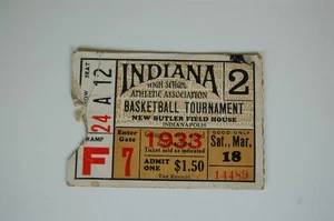 Boleto de las Finales Estatales de Baloncesto de Indiana High School 1933 - Martinsville - Imagen 1 de 2