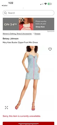 Novo com etiquetas - Mini vestido jeans Betsey Johnson Bustier com zíper Mary Kate - Tamanho 12 - Imagem 1 de 4