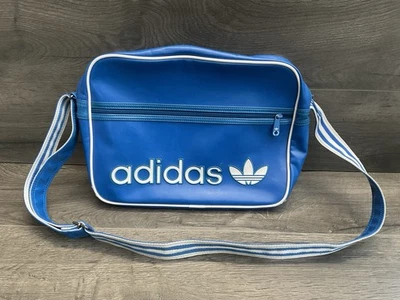 Adidas Retro Blue Flight Bag Messenger Bag Should Strap White Writing - Image 1 of 4