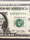 GREAT FIND!! 2013 B $1 DOLLAR OVER INKED DUPLICATE FEDERAL RESERVE STAR NOTE**