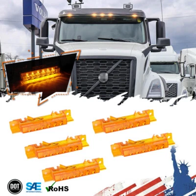 5X 6 led cab marker top roof running light for Volvo VN/VNL 2003+ Truck amber - Image 1 of 4