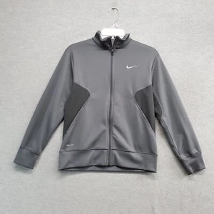 Nike Boys Activewear Jacket Large Gray Track Dri-Fit Swoosh Logo Full Zip READ - Picture 1 of 9