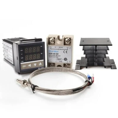 220V Digital Temperature Controller REX-C100 40A SSR Relay K Type Thermocouple - Image 1 of 4