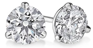 2.10 ct Ladies Round Cut Cubic Zirconia Martini Stud Earrings Push Back Silver - Picture 1 of 2