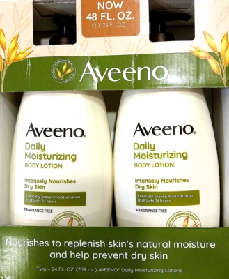 Loción corporal hidratante diaria Aveeno 2 x 24 fl oz (709 g) sin fragancia Foto 1 de 3