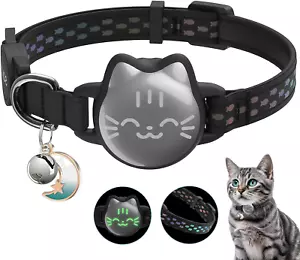 Airtag Cat Collar Waterproof Reflective Breakaway w/ GPS Holder 9–13" - Picture 1 of 8