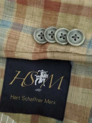 Blazer Abrigo Chaqueta Madras 4 Temporadas Hart Schaffner Marx Marrón Azul Rojo 40R Foto 1 de 4