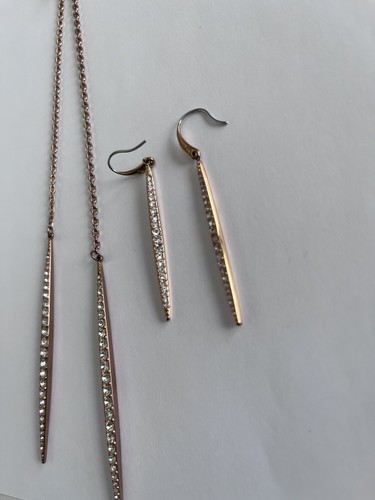 Michael Kors Matchstick Set Gioielli Collana Orecchini Tono Oro Scivolo Regolabile