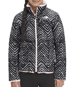 THE NORTH FACE Girls Reversible Mossbud Swirl Jacket Insulated Black/Pink NWT