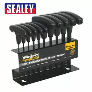 SEALEY HEX KEY SET 10PC T HANDLE ALLEN KEY ALLAN WRENCH T BAR AND RACK S0466 - Picture 1 of 3