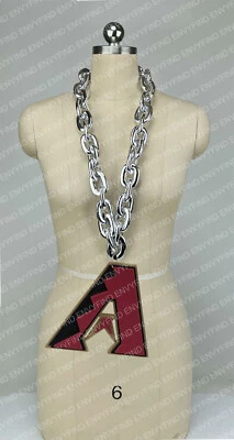 New MLB ARIZONA DIAMOND BACKS Jumbo Big SILVER Fan Chain Necklace Foam MI USA - Image 1 of 3