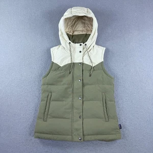 Patagonia Women's Bivy Hooded Vest Sage Khaki Size S Puffer Down Insulated Gorp - Picture 1 of 10