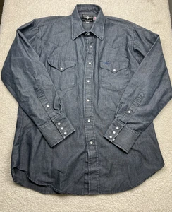 Flying R Ranchwear Pearl Snap Button Up Western Hemd Herren 16,5 Made in USA Blau - Bild 1 von 6
