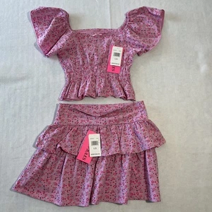 With Jules Girls Large Tiered Skirt and top pink floral msrp $96.50 - Picture 1 of 4