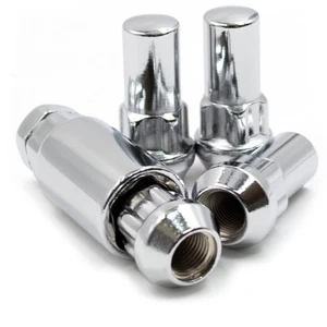 Locking Lug Nuts Wheel Locks 1/2-20 Chrome 1.75" Tall Bulge Acorn Lock Kit - Picture 1 of 2