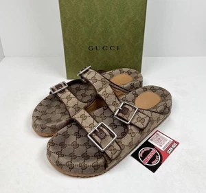 Size 10G - Gucci GG Strap Slide Sandal Beige Canvas🤎 Retail $750! - Bild 1 von 9