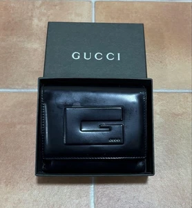GUCCI Black Leather Bifold Wallet G Logo Vintage 20+ Years Small Accents   - Picture 1 of 14
