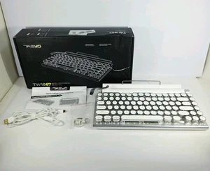 7KEYS Retro Typewriter Keyboard Wireless Bluetooth White Mechanical  Keyboard   - Picture 1 of 8