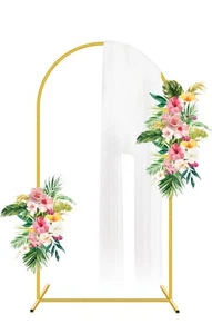 6 Ft Gold Metal Wedding Arch Balloon Backdrop Stand Arched Frame for Party - Picture 1 of 4