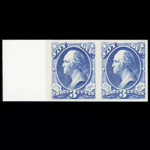 US #O37P3 3¢ OFFICIAL NAVY DEPARTMENT PLATE INDIA PROOF PAIR MOUNTED ON CARD, XF - Picture 1 of 2