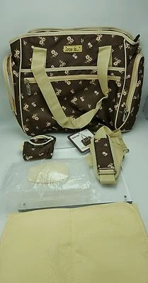Baby Diaper Changing Bag Brown/Pink  Flowers "Love is" Model toddler wipes  - Image 1 of 4