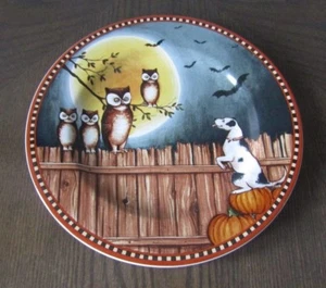 2002 Sakura David Carter braun "Pumpkin Hollow" Halloween Salatteller 8 1/4" - Bild 1 von 2