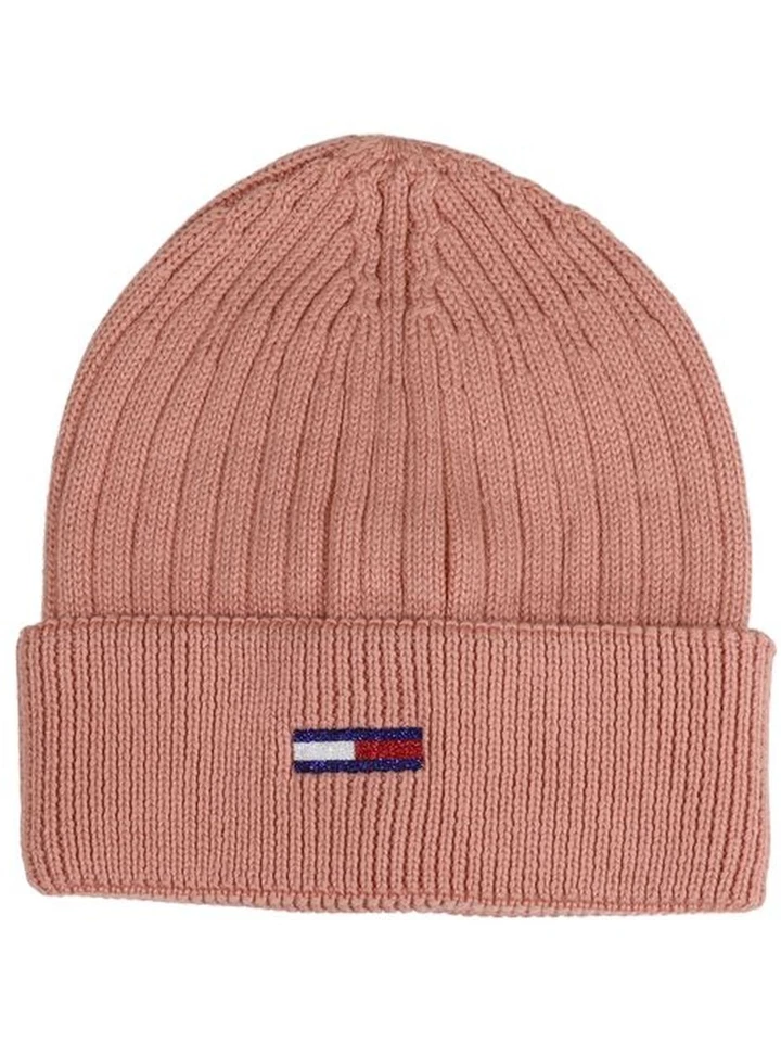 TOMMY HILFIGER Tommy Jeans Damen Mütze TJW Flag Beanie OneSize Rosa AW0AW12628ZKH