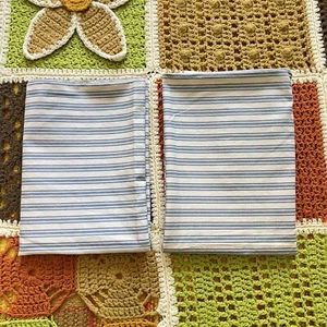 Set Of Ralph Lauren Claudine Blue Stripe King Pillowcase French Country Ticking - Picture 1 of 11