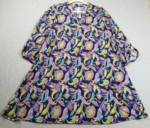 Robe Dear Scarlett femme 3X plus Lotus Paisley Vine manches 3/4 jersey stretch - Photo 1/12