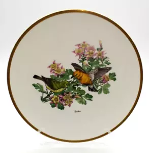 Vintage Böhm 10,5" Porzellan Teller Woodland Bird of America Warbler mit Kolumbine - Bild 1 von 4