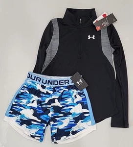 NEW Lot of 2 Under Armour Pullover T-Shirt Play Up Girls Shorts Youth Medium - Picture 1 of 6