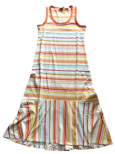 NWT NEW Ella Moss summer dress sleeveless midi striped Junior S SMALL trim - Picture 1 of 7