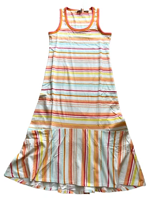 NUEVO CON ETIQUETAS NUEVO Ella Moss Vestido de Verano Sin Mangas Midi Rayas Junior S PEQUEÑO Ribete Foto 1 de 4